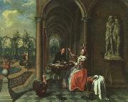 Jan Josef Horemans the Elder Garden with Figures on a Terrace painting